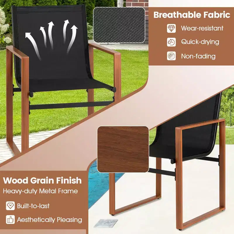 Costway Lot de 2 chaises de salle à manger d'extérieur, mobilier de patio avec assise et dossier respirants