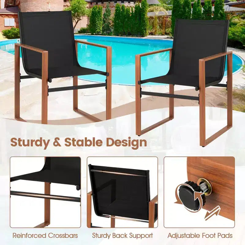 Costway Lot de 2 chaises de salle à manger d'extérieur, mobilier de patio avec assise et dossier respirants