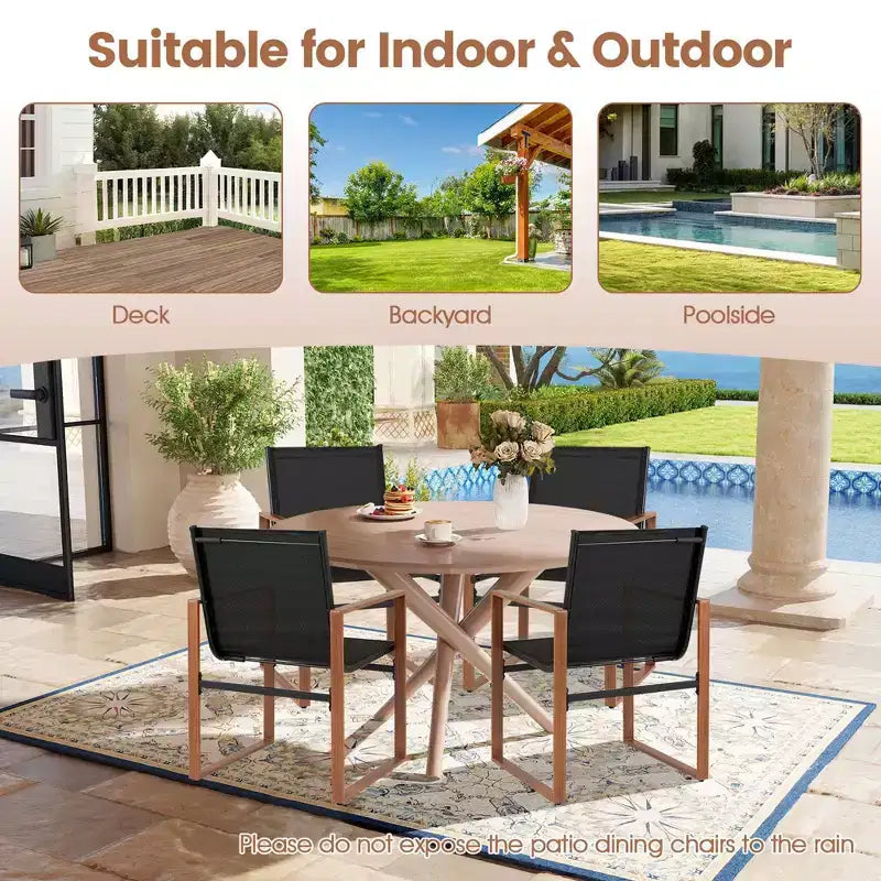 Costway Lot de 2 chaises de salle à manger d'extérieur, mobilier de patio avec assise et dossier respirants