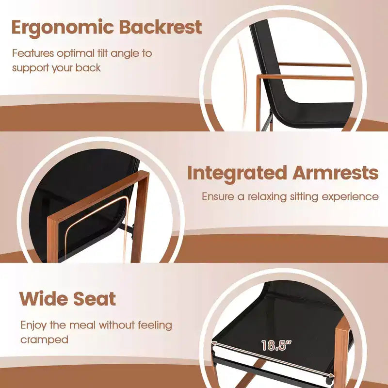 Costway Lot de 2 chaises de salle à manger d'extérieur, mobilier de patio avec assise et dossier respirants