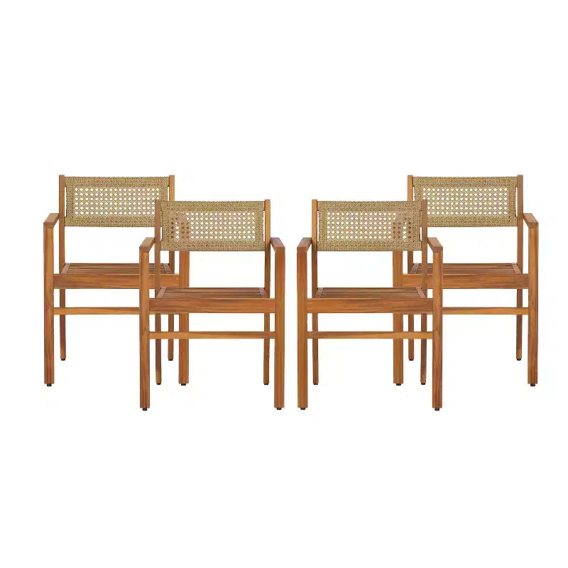 Christopher Knight Home Lior Chaises de salle à manger ajourées rustiques en bois d'acacia et osier (lot de 4)