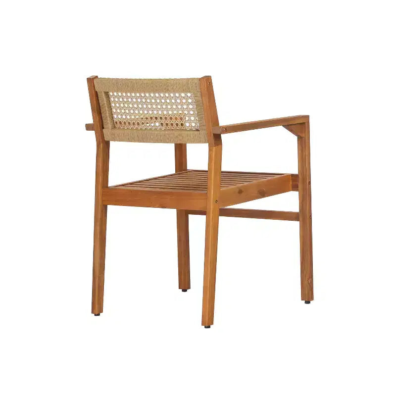 Christopher Knight Home Lior Chaises de salle à manger ajourées rustiques en bois d'acacia et osier (lot de 4)