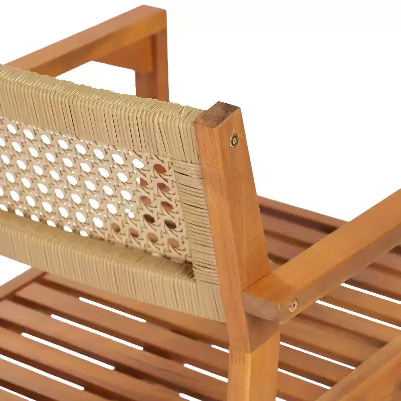 Christopher Knight Home Lior Chaises de salle à manger ajourées rustiques en bois d'acacia et osier (lot de 4)