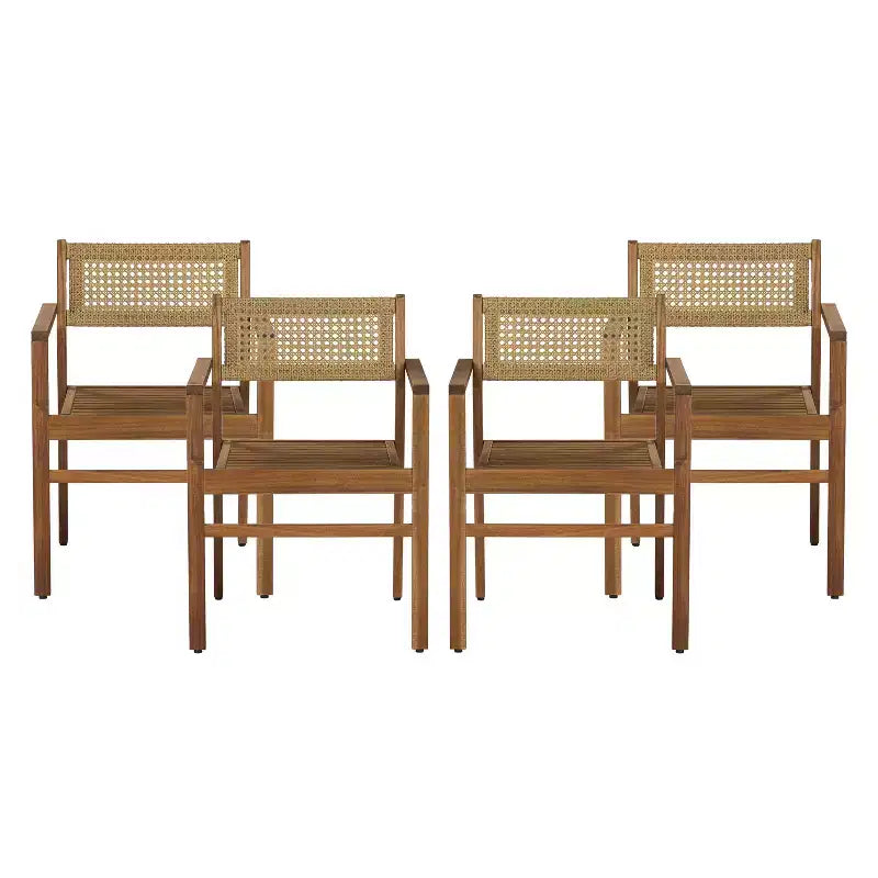Christopher Knight Home Lior Chaises de salle à manger ajourées rustiques en bois d'acacia et osier (lot de 4)