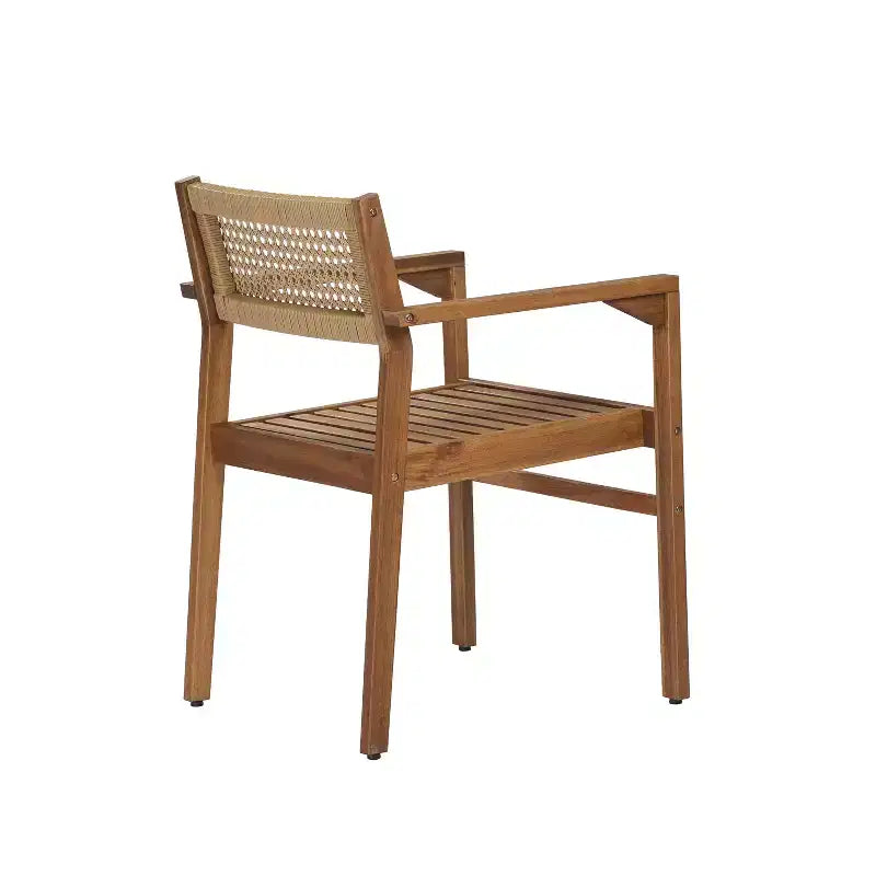 Christopher Knight Home Lior Chaises de salle à manger ajourées rustiques en bois d'acacia et osier (lot de 4)
