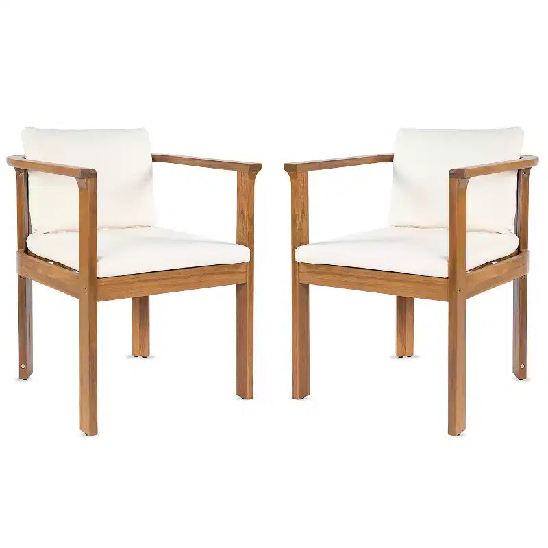 Chaise de salle à manger d'extérieur moderne Christopher Knight Home Bruce en bois d'acacia avec coussins