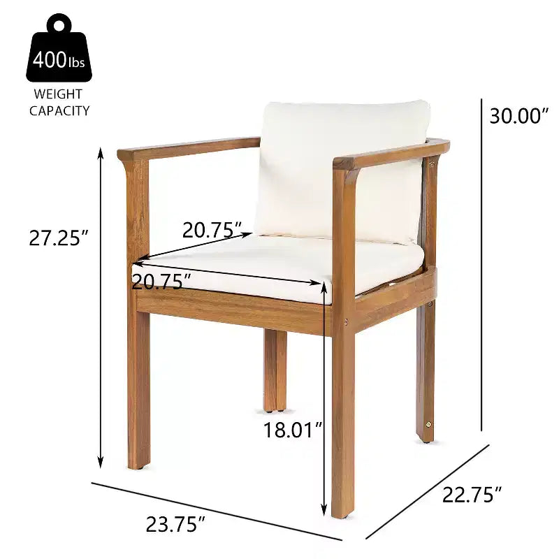 Chaise de salle à manger d'extérieur moderne Christopher Knight Home Bruce en bois d'acacia avec coussins