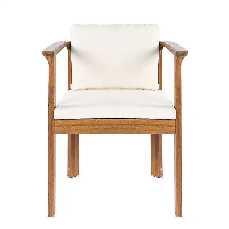 Chaise de salle à manger d'extérieur moderne Christopher Knight Home Bruce en bois d'acacia avec coussins