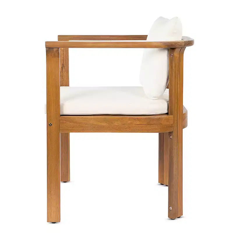 Chaise de salle à manger d'extérieur moderne Christopher Knight Home Bruce en bois d'acacia avec coussins
