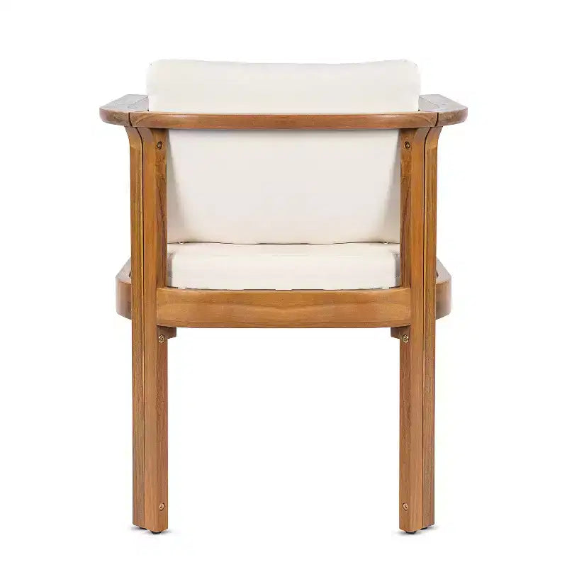 Chaise de salle à manger d'extérieur moderne Christopher Knight Home Bruce en bois d'acacia avec coussins