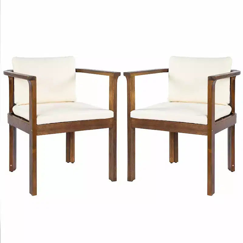 Chaise de salle à manger d'extérieur moderne Christopher Knight Home Bruce en bois d'acacia avec coussins