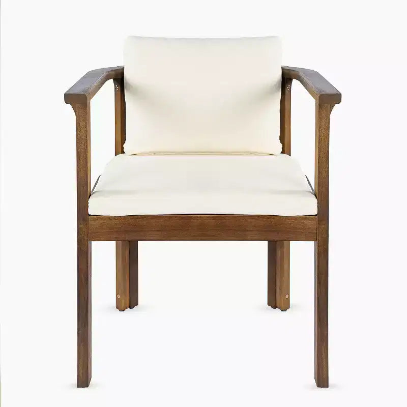 Chaise de salle à manger d'extérieur moderne Christopher Knight Home Bruce en bois d'acacia avec coussins