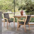 GDFStudio Livia Outdoor Eucalyptus Wood Dining Chairs with Rope Weave Back (Set of 2)
