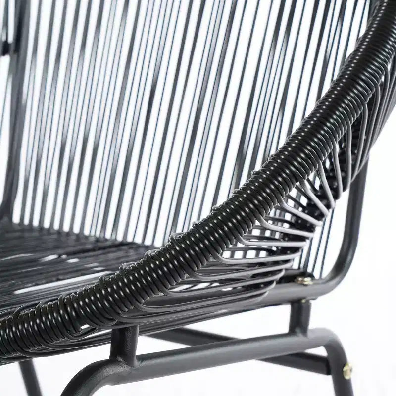 Lot de 2 chaises de salle à manger d'extérieur, chaises de patio avec dossier en rotin et cadre en fer - ModernLuxe