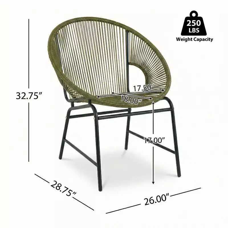 Lot de 2 chaises de salle à manger d'extérieur, chaises de patio avec dossier en rotin et cadre en fer - ModernLuxe