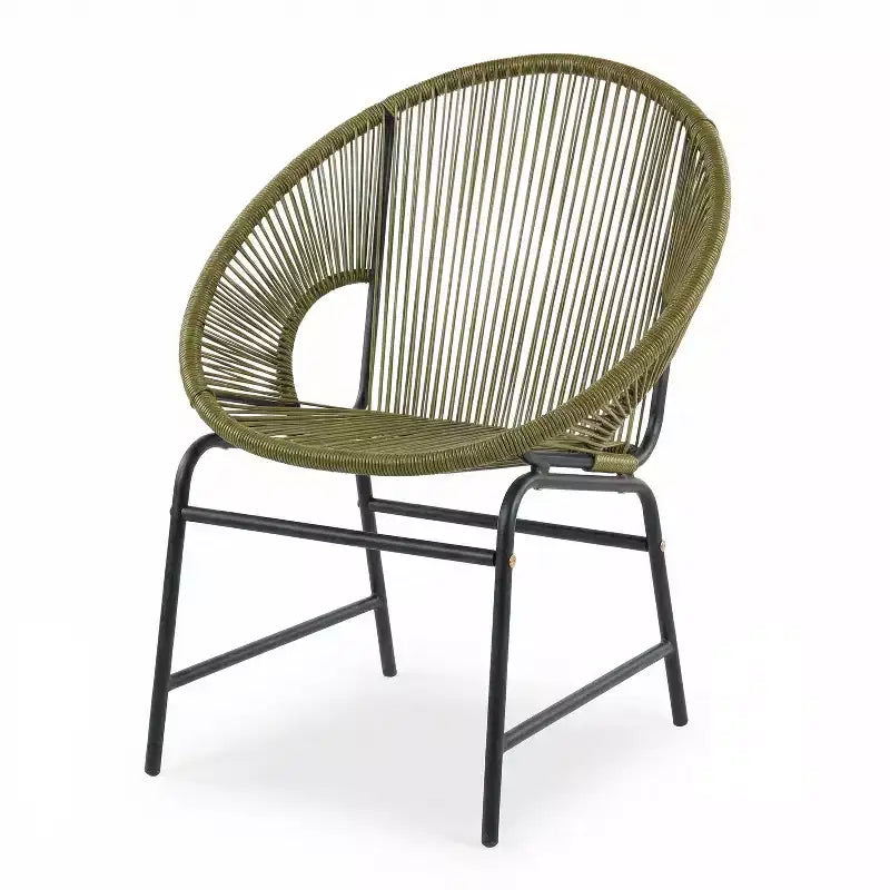 Lot de 2 chaises de salle à manger d'extérieur, chaises de patio avec dossier en rotin et cadre en fer - ModernLuxe