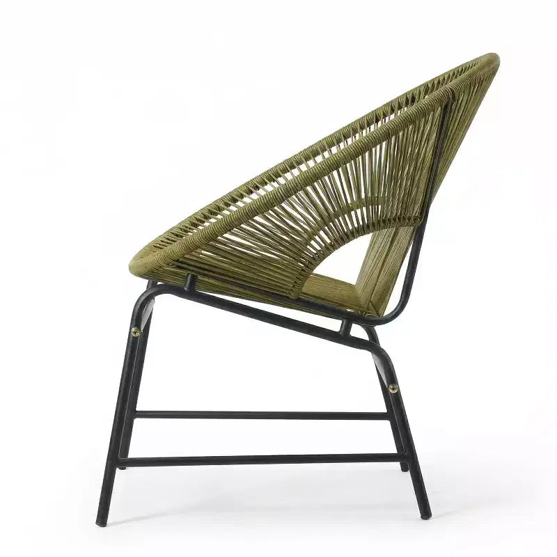 Lot de 2 chaises de salle à manger d'extérieur, chaises de patio avec dossier en rotin et cadre en fer - ModernLuxe