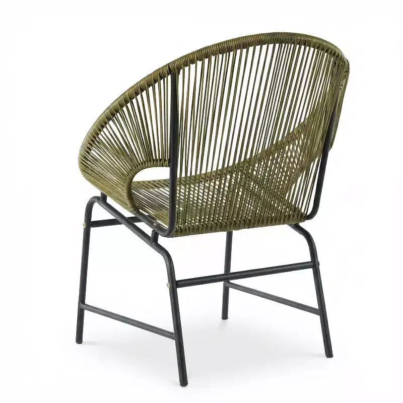 Lot de 2 chaises de salle à manger d'extérieur, chaises de patio avec dossier en rotin et cadre en fer - ModernLuxe
