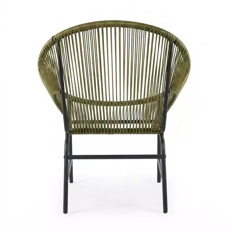 Lot de 2 chaises de salle à manger d'extérieur, chaises de patio avec dossier en rotin et cadre en fer - ModernLuxe