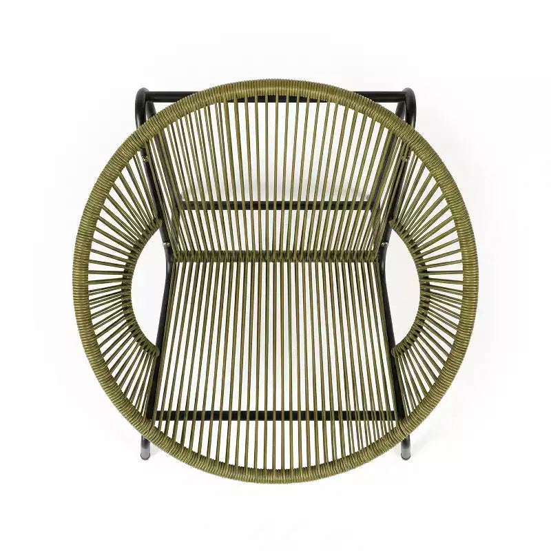 Lot de 2 chaises de salle à manger d'extérieur, chaises de patio avec dossier en rotin et cadre en fer - ModernLuxe