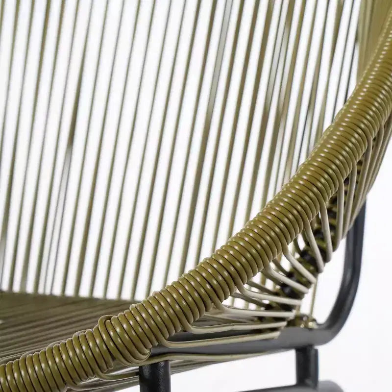 Lot de 2 chaises de salle à manger d'extérieur, chaises de patio avec dossier en rotin et cadre en fer - ModernLuxe