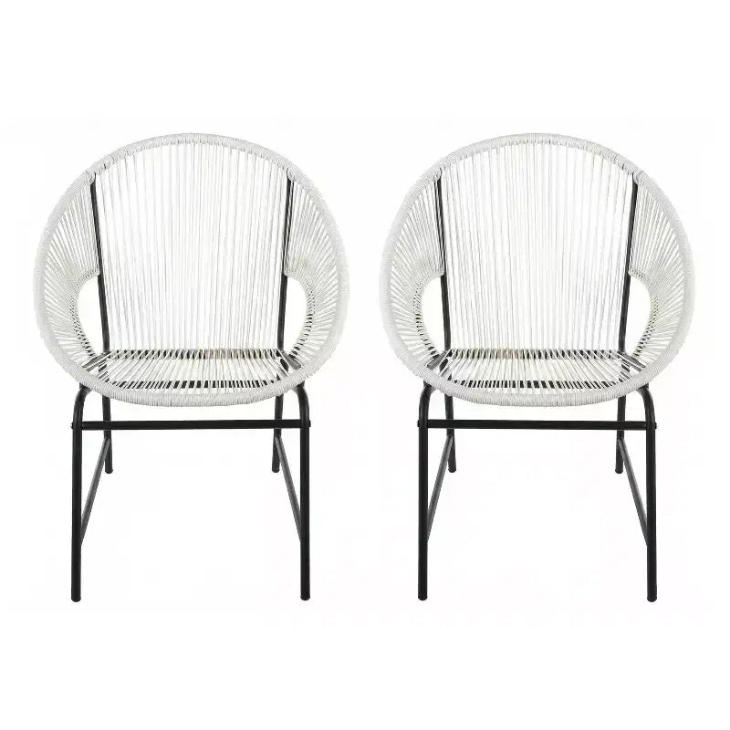 Lot de 2 chaises de salle à manger d'extérieur, chaises de patio avec dossier en rotin et cadre en fer - ModernLuxe