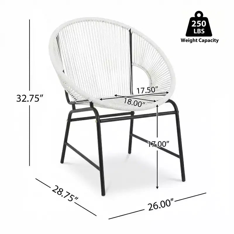Lot de 2 chaises de salle à manger d'extérieur, chaises de patio avec dossier en rotin et cadre en fer - ModernLuxe