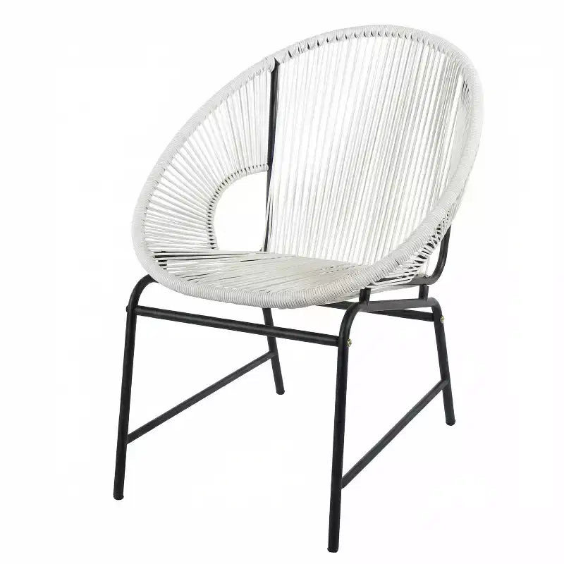 Lot de 2 chaises de salle à manger d'extérieur, chaises de patio avec dossier en rotin et cadre en fer - ModernLuxe