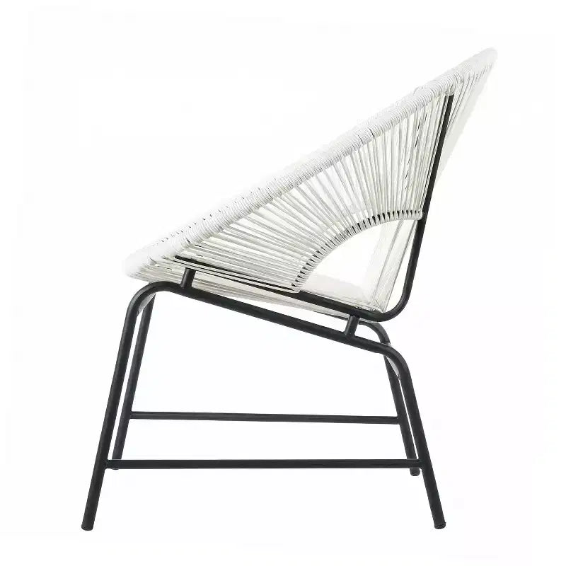 Lot de 2 chaises de salle à manger d'extérieur, chaises de patio avec dossier en rotin et cadre en fer - ModernLuxe