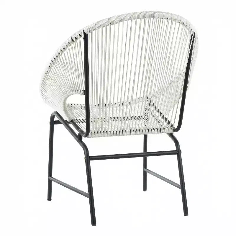 Lot de 2 chaises de salle à manger d'extérieur, chaises de patio avec dossier en rotin et cadre en fer - ModernLuxe