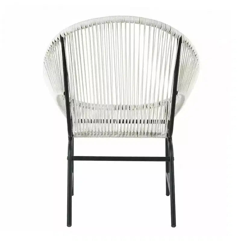 Lot de 2 chaises de salle à manger d'extérieur, chaises de patio avec dossier en rotin et cadre en fer - ModernLuxe