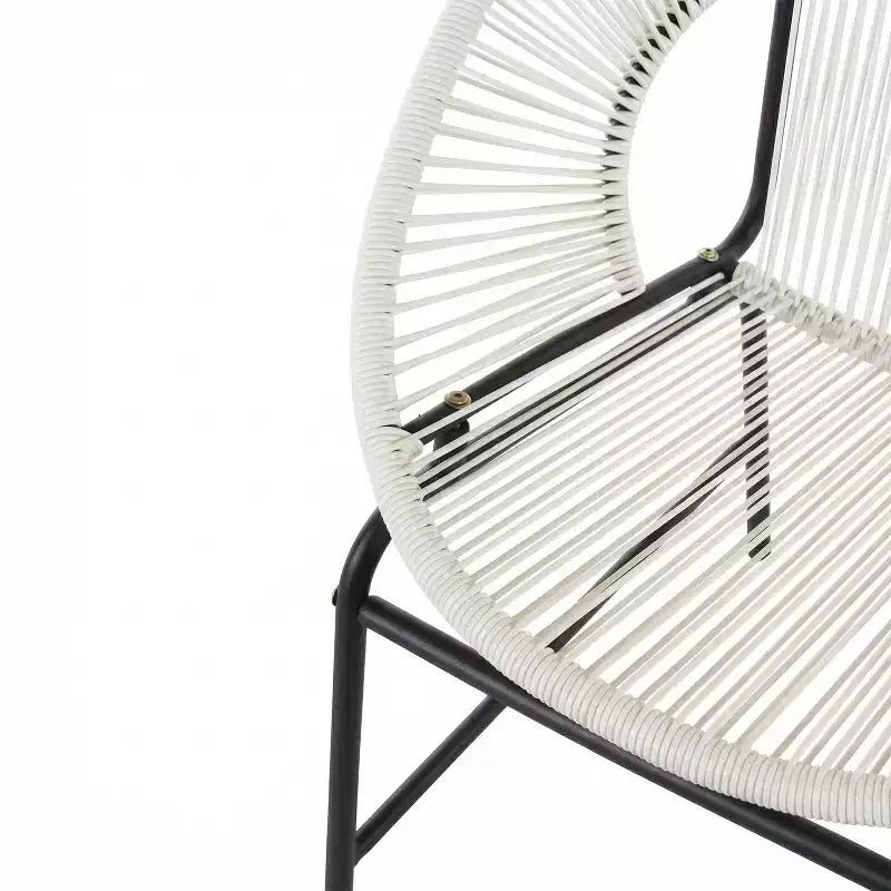 Lot de 2 chaises de salle à manger d'extérieur, chaises de patio avec dossier en rotin et cadre en fer - ModernLuxe