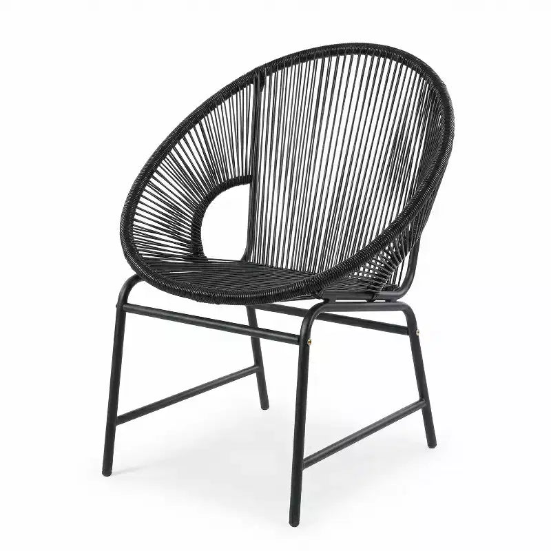 Lot de 2 chaises de salle à manger d'extérieur, chaises de patio avec dossier en rotin et cadre en fer - ModernLuxe