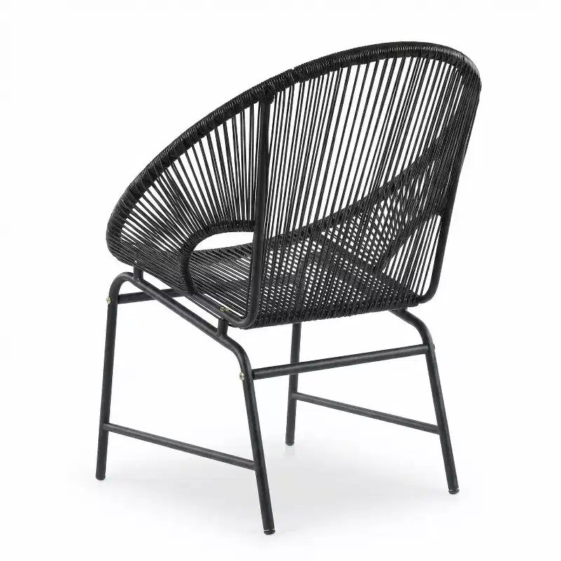 Lot de 2 chaises de salle à manger d'extérieur, chaises de patio avec dossier en rotin et cadre en fer - ModernLuxe