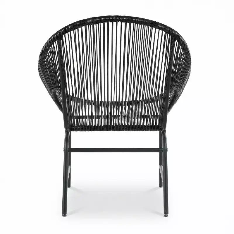 Lot de 2 chaises de salle à manger d'extérieur, chaises de patio avec dossier en rotin et cadre en fer - ModernLuxe