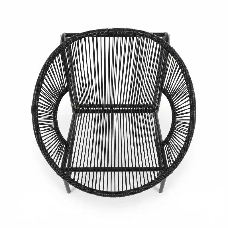 Lot de 2 chaises de salle à manger d'extérieur, chaises de patio avec dossier en rotin et cadre en fer - ModernLuxe