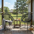 Set of 2 Outdoor Dining Chairs, Patio Chairs with Rattan Backrest & Iron Frame - ModernLuxe