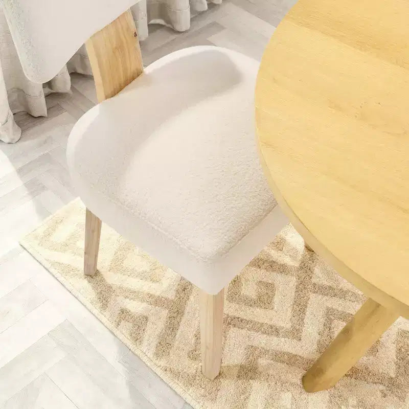 Lot de 2 chaises de salle à manger modernes en bois, chaises d'appoint de cuisine rembourrées en tissu beige pour salle à manger