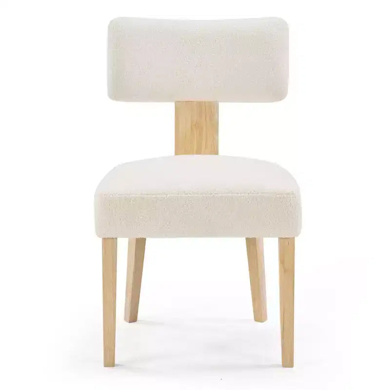 Lot de 2 chaises de salle à manger modernes en bois, chaises d'appoint de cuisine rembourrées en tissu beige pour salle à manger