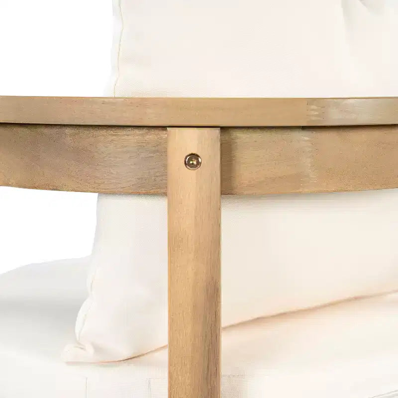 Chaises de salle à manger d'extérieur en bois d'acacia ModernLuxe, chaise d'appoint rembourrée pour patio avec dossier incurvé - Lot de 2