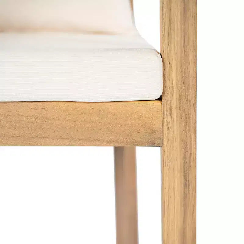Chaises de salle à manger d'extérieur en bois d'acacia ModernLuxe, chaise d'appoint rembourrée pour patio avec dossier incurvé - Lot de 2