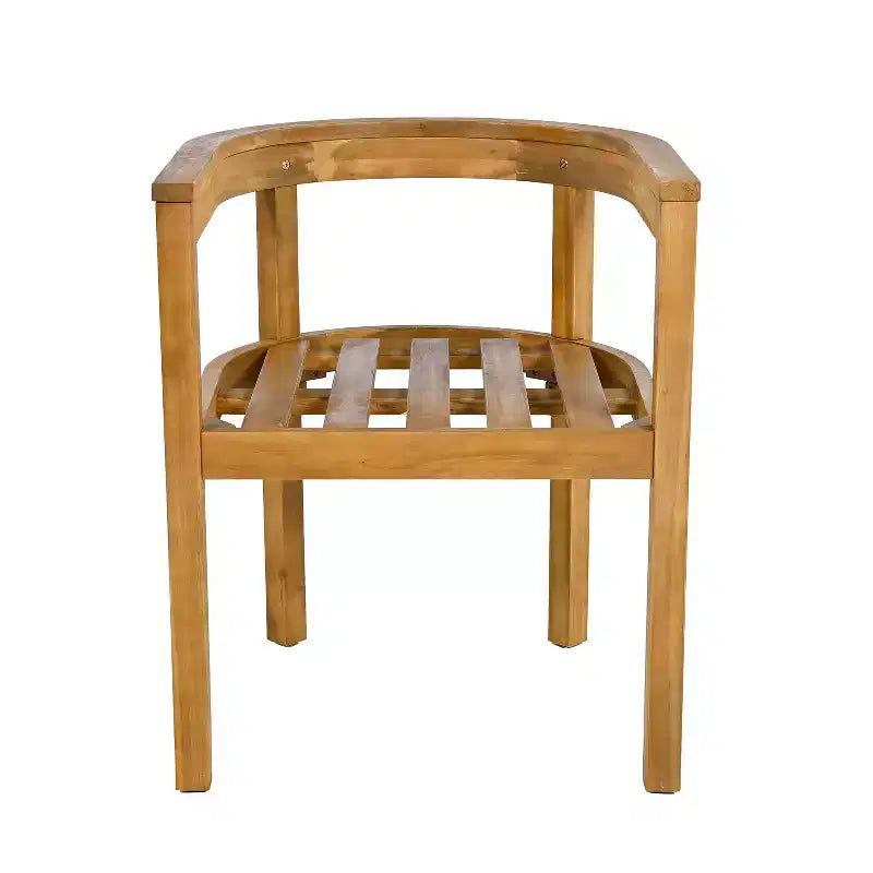 Chaises de salle à manger d'extérieur en bois d'acacia ModernLuxe, chaise d'appoint rembourrée pour patio avec dossier incurvé - Lot de 2