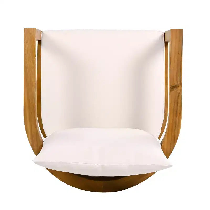 Chaises de salle à manger d'extérieur en bois d'acacia ModernLuxe, chaise d'appoint rembourrée pour patio avec dossier incurvé - Lot de 2