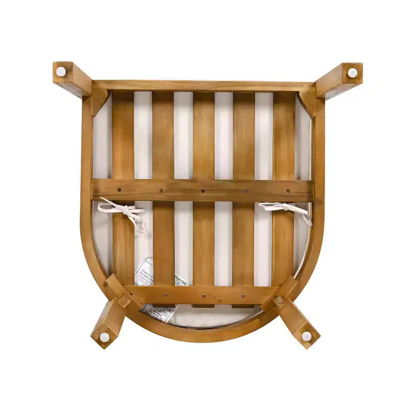 Chaises de salle à manger d'extérieur en bois d'acacia ModernLuxe, chaise d'appoint rembourrée pour patio avec dossier incurvé - Lot de 2