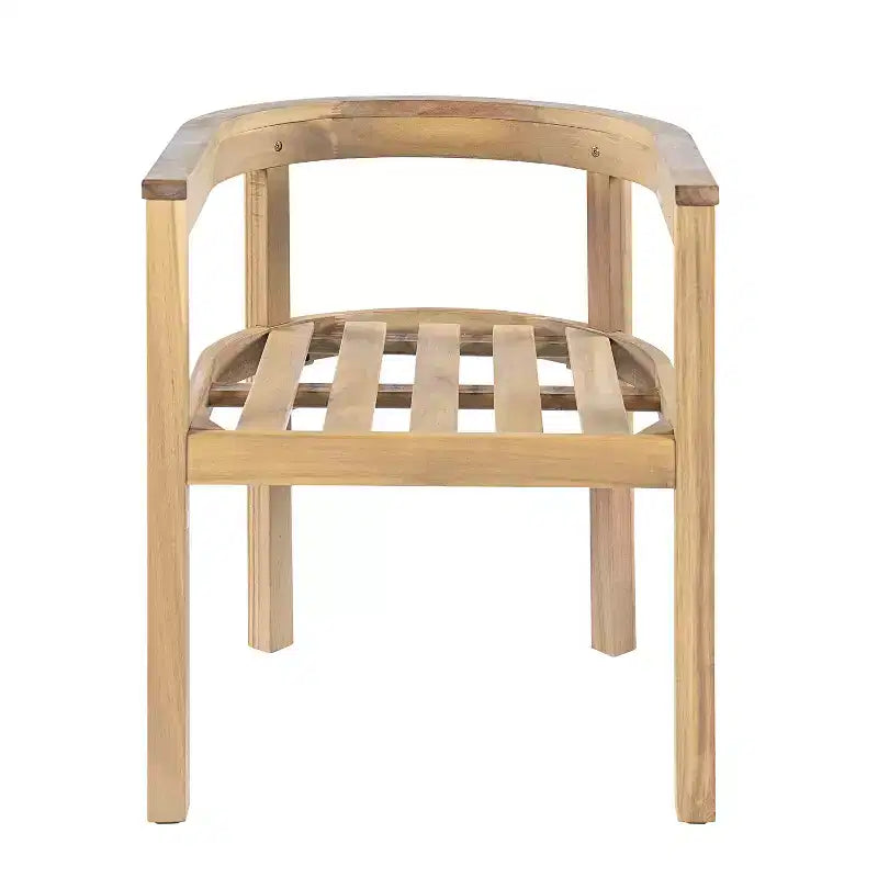 Chaises de salle à manger d'extérieur en bois d'acacia ModernLuxe, chaise d'appoint rembourrée pour patio avec dossier incurvé - Lot de 2