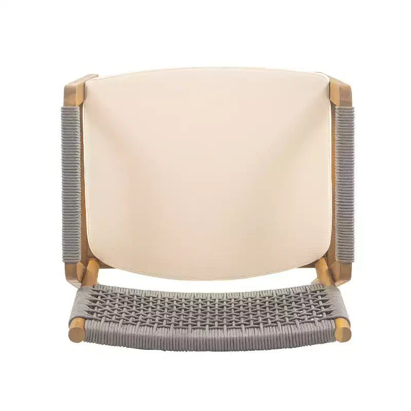Chaises de salle à manger d'extérieur ModernLuxe, chaises d'appoint de terrasse en bois d'acacia avec corde en treillis - Lot de 2