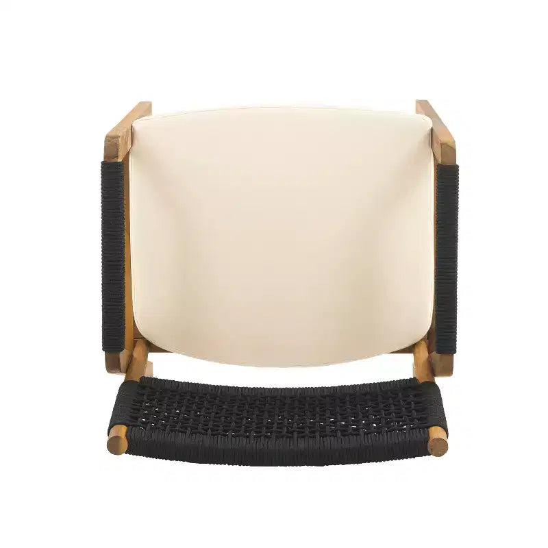 Chaises de salle à manger d'extérieur ModernLuxe, chaises d'appoint de terrasse en bois d'acacia avec corde en treillis - Lot de 2