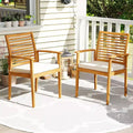 Costway Patio Dining Chairs Set of 2with Removable Padded Cushion Slatted Backrest