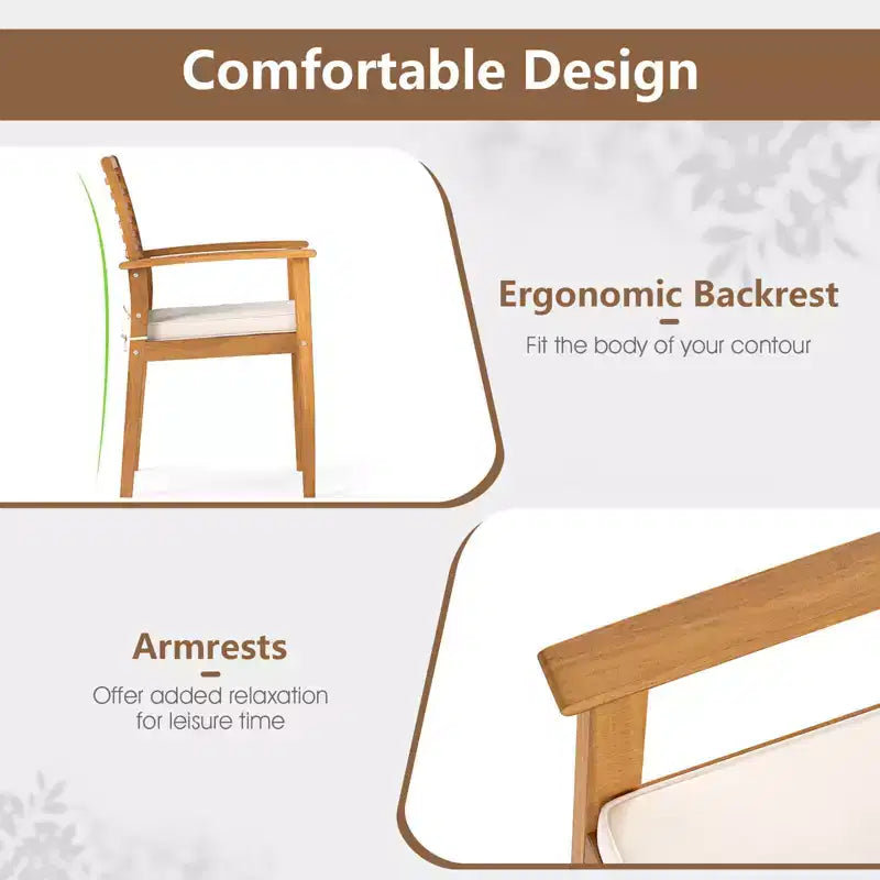 Costway Lot de 2 chaises de salle à manger de terrasse avec coussin rembourré amovible et dossier à lattes