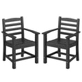 Costway Patio Dining Chairs Set of 2/4 with Wide Armrests Curved Seat Wood Grain for Backyard Black/Gray